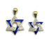 14K Gold & Diamond With Blue Enamel Star of David Necklace